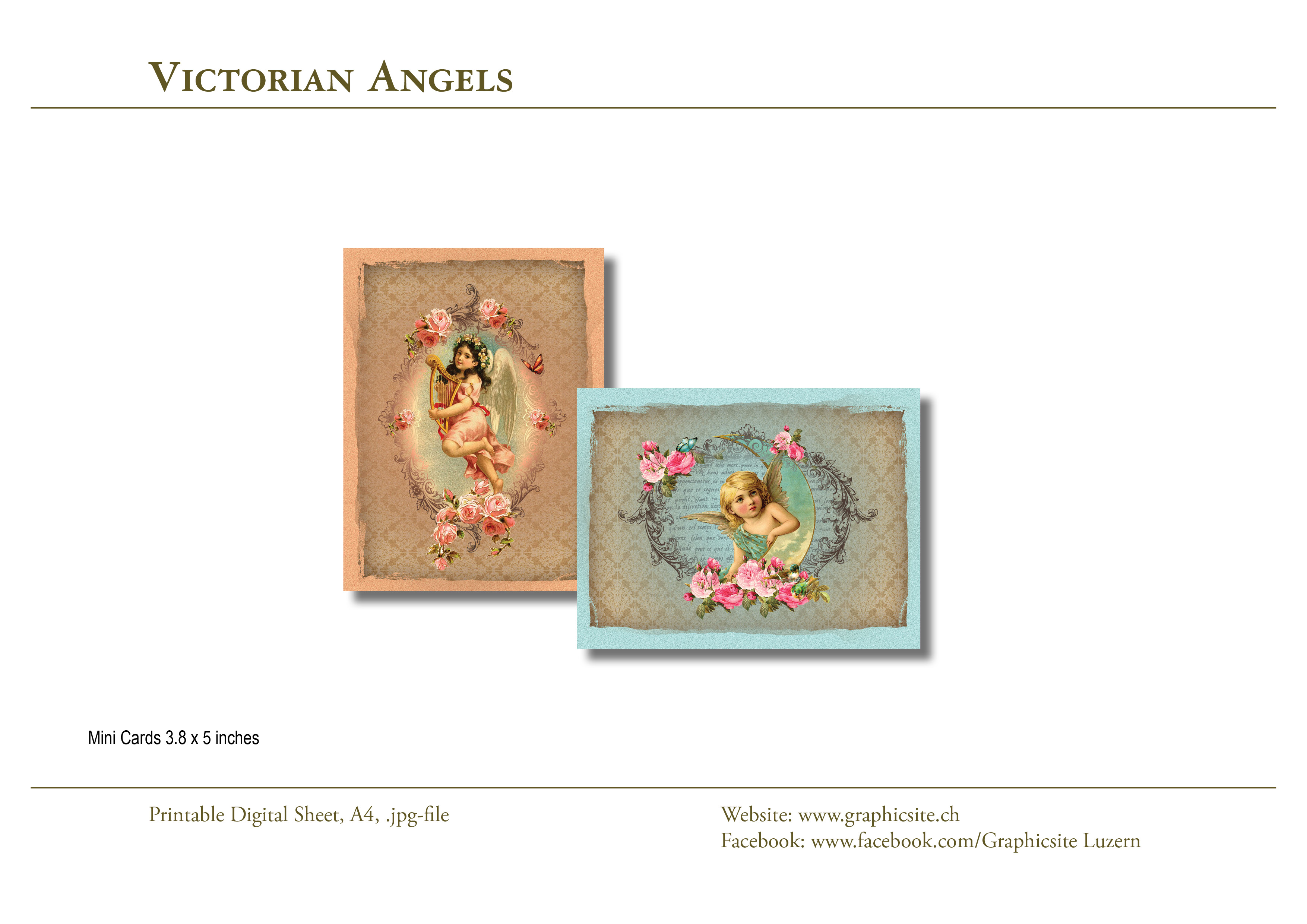 Karten selber gestalten - 3.8 Mini Karten - Victorianische Engel